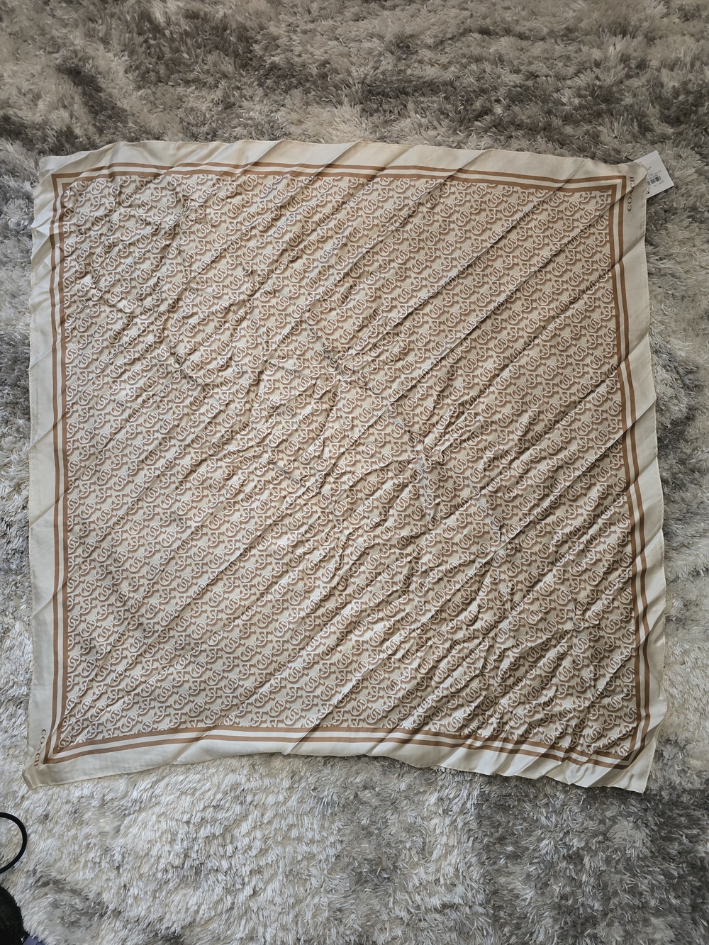 Luxury Cream and Tan Patterned Scarf